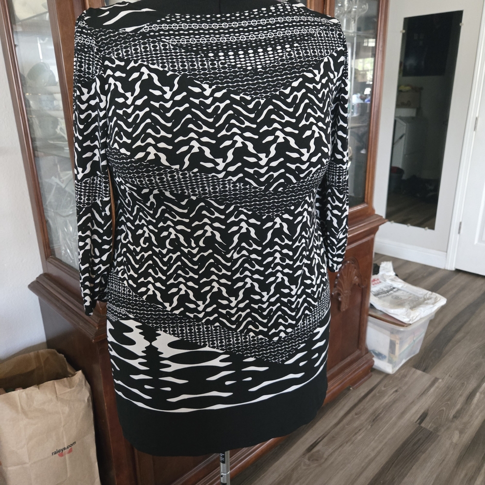 Style & Co. Black and White Patterned Blouse